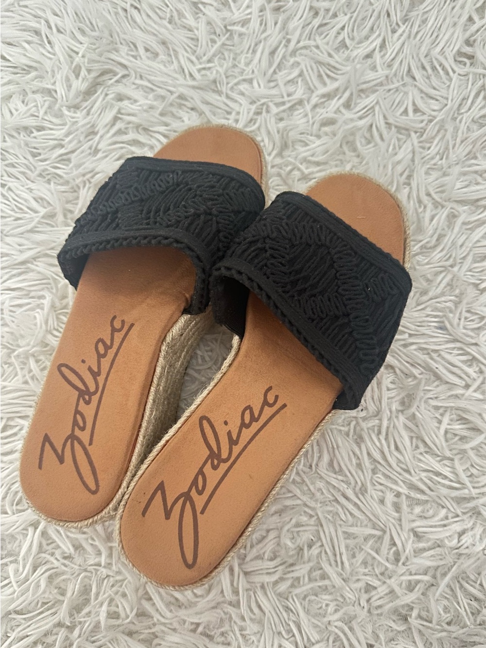 Zodiac Black Woven Wedge Sandals